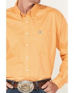 Cinch Men's Cross Orange Geo Print Long Sleeve Button-Down Western Shirt  -Cinch Shop 2000363578 800 P3