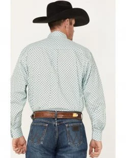 Cinch Men's Square Green Geo Print Long Sleeve Button-Down Western Shirt  -Cinch Shop 2000363579 300 P4