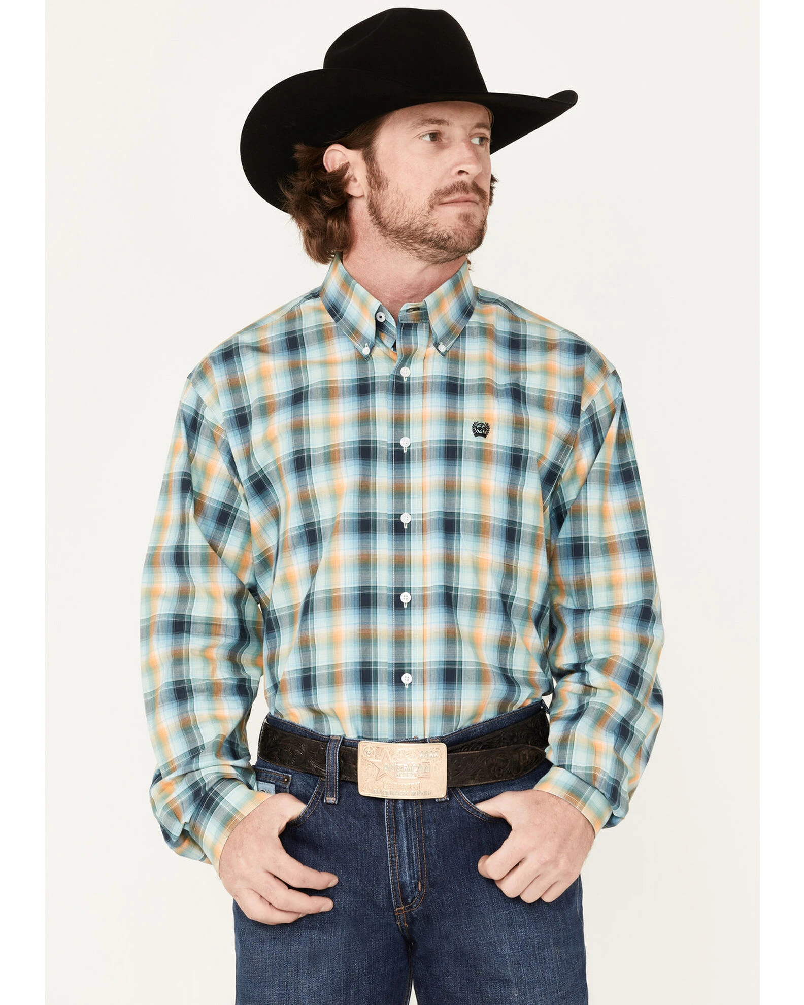 Cinch Men's Multi Plaid Long Sleeve Button-Down Western Shirt 1 Cinch Men's Multi Plaid Long Sleeve Button-Down Western Shirt