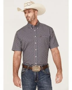 Cinch Men's Arena Flex Geo Print Short Sleeve Button-Down Western Shirt 