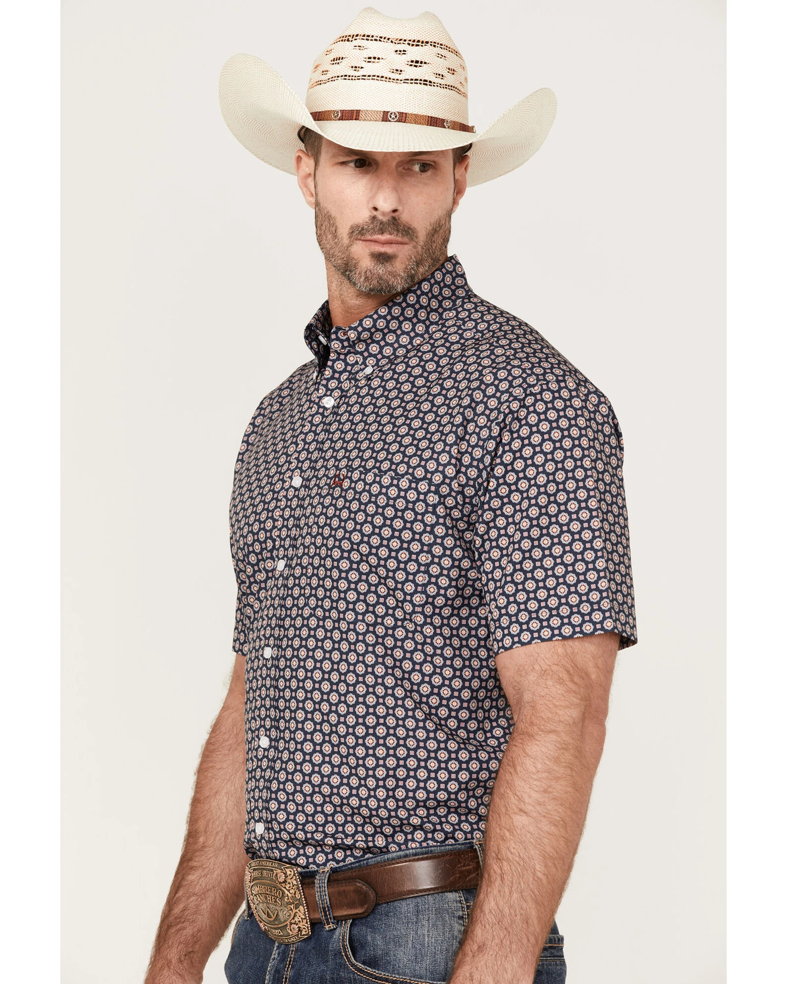 Cinch Men's Arena Flex Geo Print Short Sleeve Button-Down Western Shirt 2 Cinch Men's Arena Flex Geo Print Short Sleeve Button-Down Western Shirt - Image 2