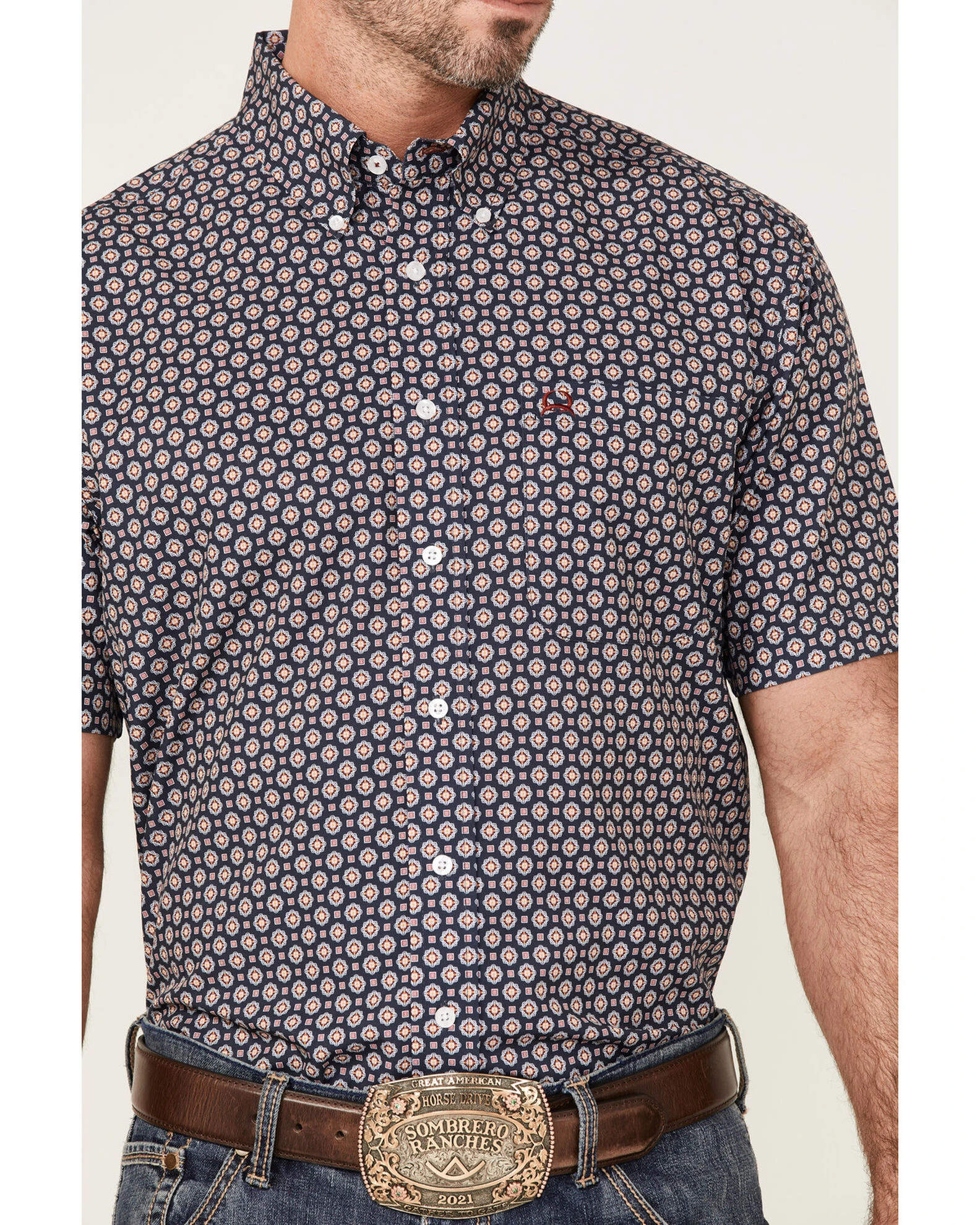 Cinch Men's Arena Flex Geo Print Short Sleeve Button-Down Western Shirt 3 Cinch Men's Arena Flex Geo Print Short Sleeve Button-Down Western Shirt - Image 3