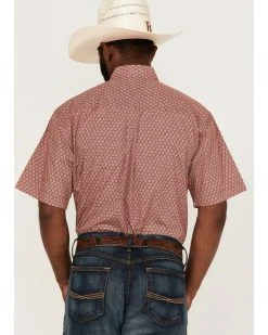 Cinch Men's Star Burgundy Geo Print Short Sleeve Button-Down Western Shirt  -Cinch Shop 2000363596 640 P4