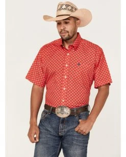 Cinch Men's Diamond Geo Print Short Sleeve Button-Down Western Shirt 