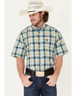 Cinch Men's Multi Plaid Short Sleeve Button-Down Western Shirt - Big 