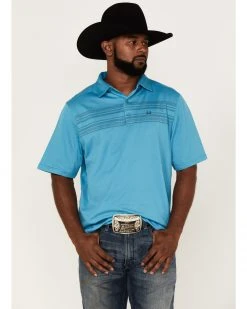 Cinch Men's Arena Flex Blue Striped Short Sleeve Polo Shirt  -Cinch Shop 2000363615 400 P1 1