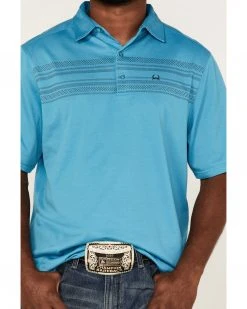 Cinch Men's Arena Flex Blue Striped Short Sleeve Polo Shirt  -Cinch Shop 2000363615 400 P3