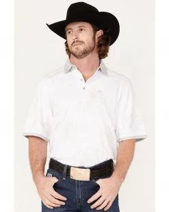 Cinch Men's Arena Flex Floral Print Polo Shirt  White