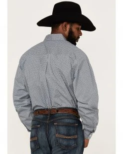 Cinch Men's Striped Teal Stretch Geo Print Long Sleeve Button-Down Western Shirt  -Cinch Shop 2000364005 442 P4