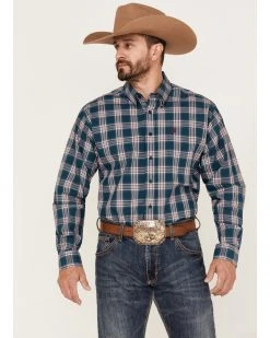 Cinch Men's Large Teal Plaid Long Sleeve Button-Down Western Shirt 9 Cinch Men's Large Teal Plaid Long Sleeve Button-Down Western Shirt -Cinch Shop 2000364008 442 P1 1
