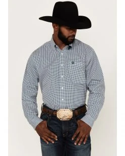 Cinch Men's Square Teal Geo Print Long Sleeve Button-Down Western Shirt  -Cinch Shop 2000364009 442 P1 1