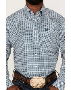 Cinch Men's Square Teal Geo Print Long Sleeve Button-Down Western Shirt  -Cinch Shop 2000364009 442 P3
