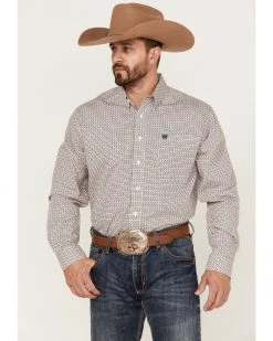 Cinch Men's Zig-Zag Pink Print Long Sleeve Button-Down Western Shirt  -Cinch Shop 2000364012 650 P1 1