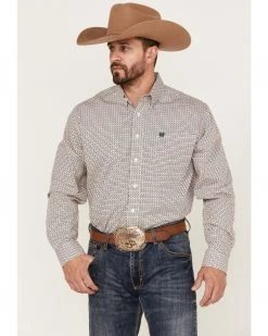 Cinch Men's Zig-Zag Pink Print Long Sleeve Button-Down Western Shirt 