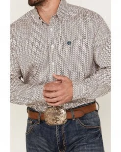 Cinch Men's Zig-Zag Pink Print Long Sleeve Button-Down Western Shirt  -Cinch Shop 2000364012 650 P3