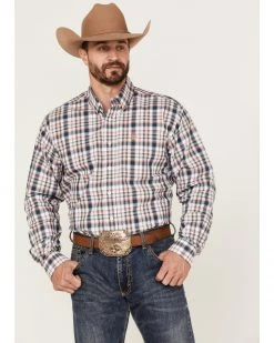 Cinch Men's Large White & Pink Plaid Long Sleeve Button-Down Western Shirt  -Cinch Shop 2000364013 650 P1 1