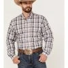 Cinch Men's Large White & Pink Plaid Long Sleeve Button-Down Western Shirt 
