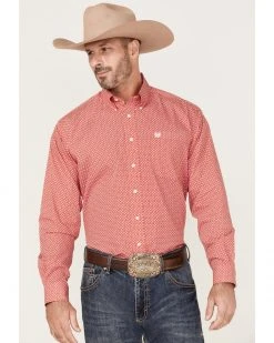 Cinch Men's Check Plaid Long Sleeve Button-Down Western Shirt  Red -Cinch Shop 2000364019 600 P1 1