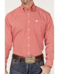 Cinch Men's Check Plaid Long Sleeve Button-Down Western Shirt  Red -Cinch Shop 2000364019 600 P3
