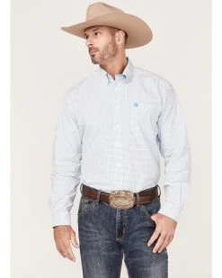 Cinch Men's Small Check Plaid Long Sleeve Button-Down Western Shirt 