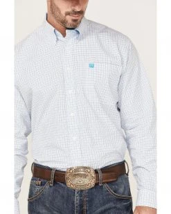 Cinch Men's Small Check Plaid Long Sleeve Button-Down Western Shirt  -Cinch Shop 2000364021 100 P3