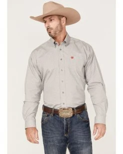Cinch Men's Print Long Sleeve Button-Down Western Shirt  Grey