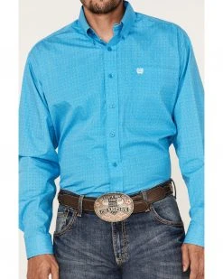 Cinch Men's Geo Blue Print Long Sleeve Button-Down Western Shirt  -Cinch Shop 2000364025 400 P3