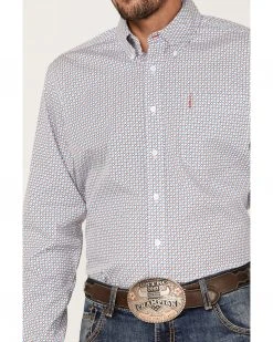 Cinch Men's Modern Fit White All-Over Print Long Sleeve Button-Down Western Shirt  -Cinch Shop 2000364028 100 P3