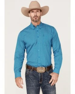 Cinch Men's Modern Fit All-Over Blue Print Long Sleeve Button-Down Western Shirt 