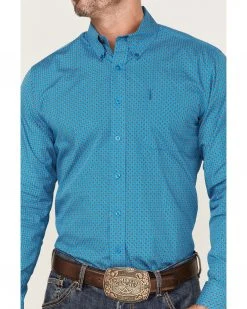 Cinch Men's Modern Fit All-Over Blue Print Long Sleeve Button-Down Western Shirt  -Cinch Shop 2000364029 400 P3