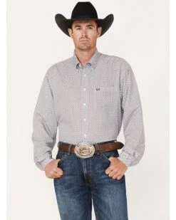 Cinch Men's Arena Flex White Geo Print Long Sleeve Button-Down Western Shirt  -Cinch Shop 2000364030 100 P1 1