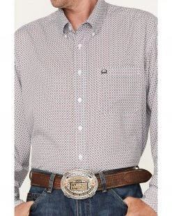 Cinch Men's Arena Flex White Geo Print Long Sleeve Button-Down Western Shirt  -Cinch Shop 2000364030 100 P3