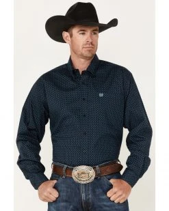 Cinch Men's Square Navy Stretch Geo Print Long Sleeve Button-Down Western Shirt 9 Cinch Men's Square Navy Stretch Geo Print Long Sleeve Button-Down Western Shirt -Cinch Shop 2000364034 410 P1 1