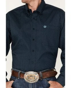 Cinch Men's Square Navy Stretch Geo Print Long Sleeve Button-Down Western Shirt 7 Cinch Men's Square Navy Stretch Geo Print Long Sleeve Button-Down Western Shirt -Cinch Shop 2000364034 410 P3