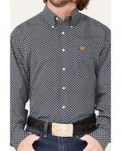 Cinch Men's Floral Navy Geo Print Long Sleeve Button-Down Western Shirt - Big  -Cinch Shop 2000364036 410 P3