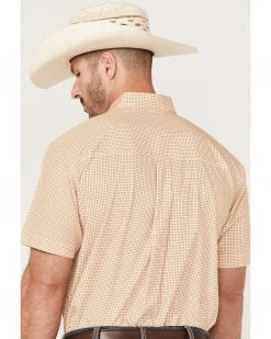 Cinch Men's Arena Flex White & Orange Geo Print Short Sleeve Button-Down Western Shirt  -Cinch Shop 2000364042 100 P4