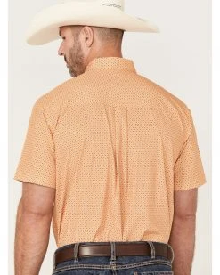 Cinch Men's Arena Flex Orange Geo Print Short Sleeve Button-Down Western Shirt  -Cinch Shop 2000364043 800 P4