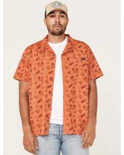 Cinch Men's Camp Trailblazer All-Over Beach Print Short Sleeve Button-Down Western Shirt  Orange -Cinch Shop 2000364047 800 P1 1