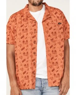 Cinch Men's Camp Trailblazer All-Over Beach Print Short Sleeve Button-Down Western Shirt  Orange -Cinch Shop 2000364047 800 P3