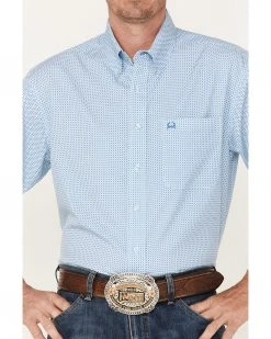 Cinch Men's Arena Flex Light Blue Small Check Short Sleeve Western Shirt 7 Cinch Men's Arena Flex Light Blue Small Check Short Sleeve Western Shirt -Cinch Shop 2000364051 450 P3