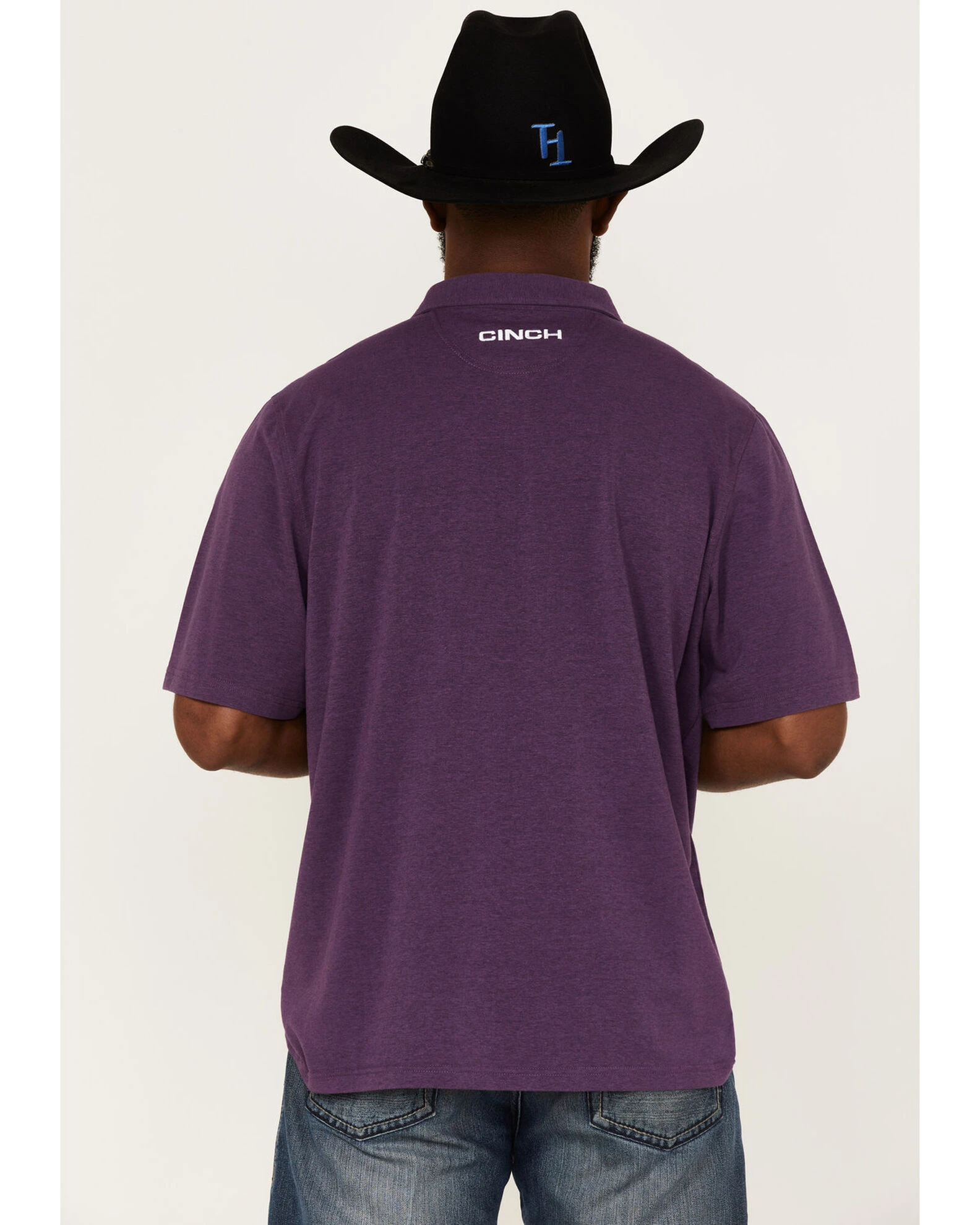 Cinch Men's Arena Flex Purple Chest Stripe Short Sleeve Polo Shirt 4 Cinch Men's Arena Flex Purple Chest Stripe Short Sleeve Polo Shirt - Image 4