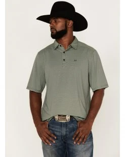 Cinch Men's Arena Flex Lime Micro Stripe Short Sleeve Polo Shirt  Light Green -Cinch Shop 2000364054 330 P1 1