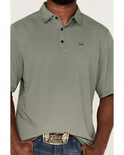 Cinch Men's Arena Flex Lime Micro Stripe Short Sleeve Polo Shirt  Light Green -Cinch Shop 2000364054 330 P3