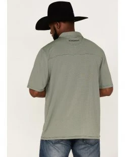 Cinch Men's Arena Flex Lime Micro Stripe Short Sleeve Polo Shirt  Light Green -Cinch Shop 2000364054 330 P4