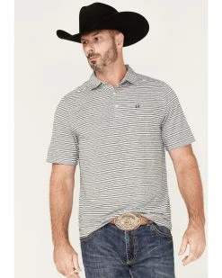 Cinch Men's Arena Flex Grey & White Stripe Short Sleeve Polo Shirt