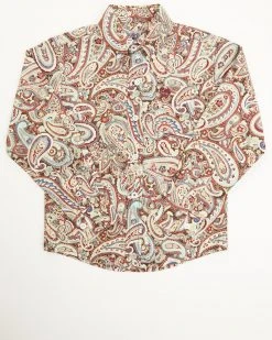 Cinch Toddler-Boys' Paisley Print Long Sleeve Button-Down Shirt Multi
