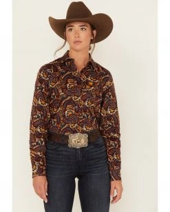 Cinch Women's Floral & Paisley Print Long Sleeve Button-Down Shirt Multi