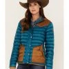 Cinch Women's Quilted Western Color Block Hooded Jacket Teal