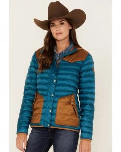 Cinch Women's Quilted Western Color Block Hooded Jacket Teal