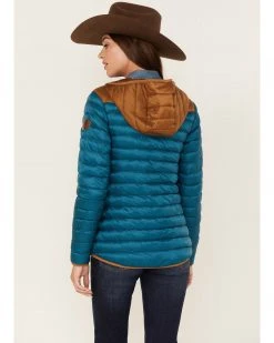 Cinch Women's Quilted Western Color Block Hooded Jacket Teal -Cinch Shop 2000373542 442 P3